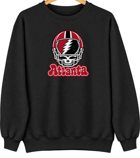 Atlanta Helmet Stealie Premium Unisex Crewneck — Atlanta Falcons — Black