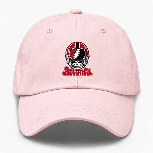 Atlanta Helmet Stealie Premium Unisex Dad Hat — Atlanta Falcons — Pink