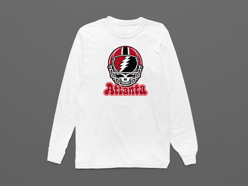 Atlanta Helmet Stealie Premium Unisex Long-Sleeve — Atlanta Falcons — White
