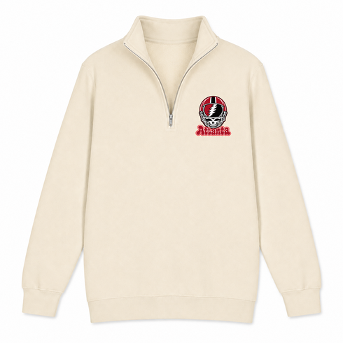 Atlanta Helmet Stealie Premium Unisex Quarter-Zip — Atlanta Falcons — Sand