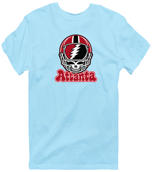 Atlanta Helmet Stealie Premium Unisex T-Shirt — Atlanta Falcons — Light Blue