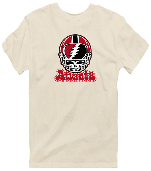 Atlanta Helmet Stealie Premium Unisex T-Shirt — Atlanta Falcons — Sand