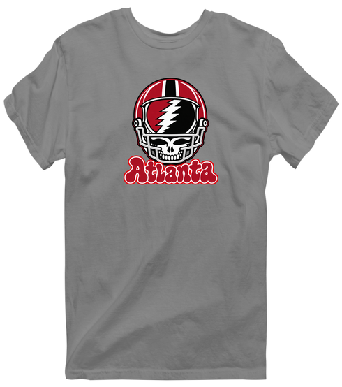 Atlanta Helmet Stealie Premium Unisex T-Shirt — Atlanta Falcons — Dark Heather