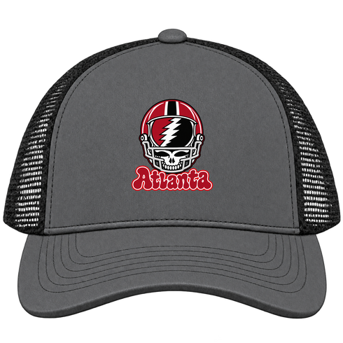 Atlanta Helmet Stealie Premium Unisex Trucker Cap — Atlanta Falcons — Charcoal/Black
