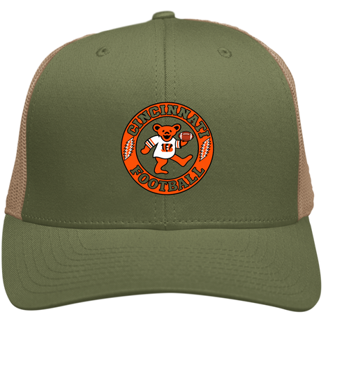 Cincinnati Football Dancing Bear Stealie Grateful Dead Trucker Cap - Moss | Khaki
