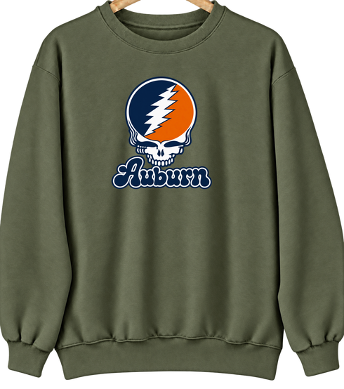 Auburn Stealie Premium Unisex Crewneck — Design: Auburn University — Military Green