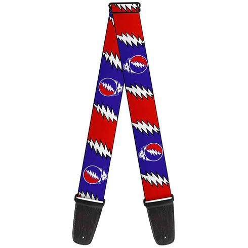 Grateful Dead - Guitar Strap - Steal Your Face w Lightning Bolt Repeat Red White Blue - StealieShop