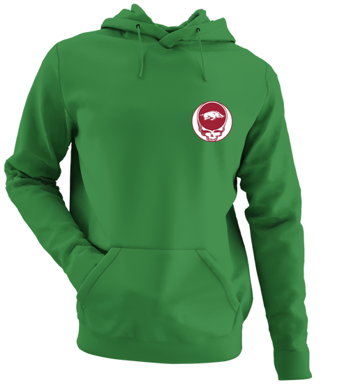 University of Arkansas - Premium Grateful Dead Left Chest Hoodie - Irish Green - 6