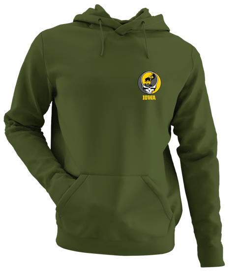 University of Iowa - Premium Grateful Dead Left Chest Hoodie - Military Green - 7