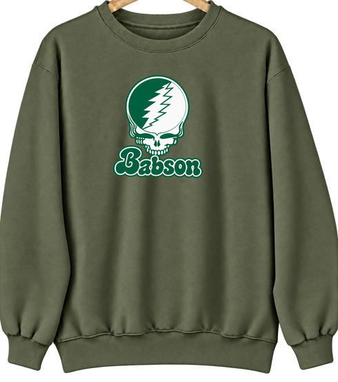 Babson Stealie Premium Unisex Crewneck — Design: Babson College — Military Green