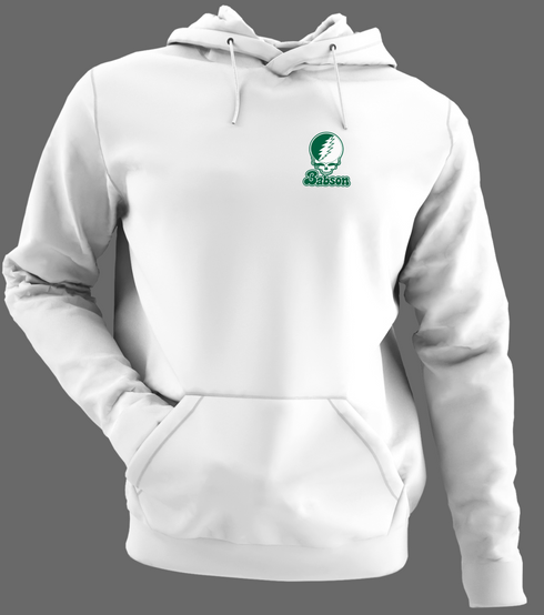 Babson Stealie Premium Unisex Hoodie — Design: Babson College — White/Grey
