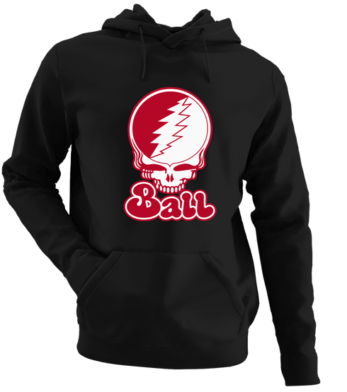Ball Stealie Premium Unisex Hoodie — Design: Ball State University — Black