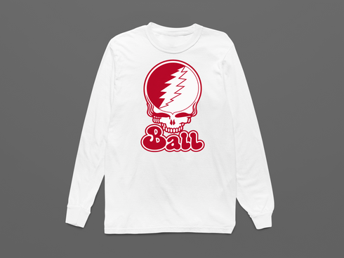 Ball Stealie Premium Unisex Long-Sleeve — Design: Ball State University — White