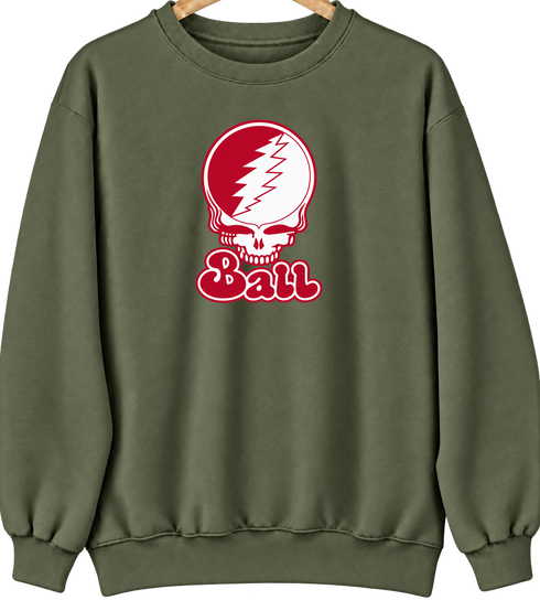 Ball Stealie Premium Unisex Crewneck — Design: Ball State University — Military Green