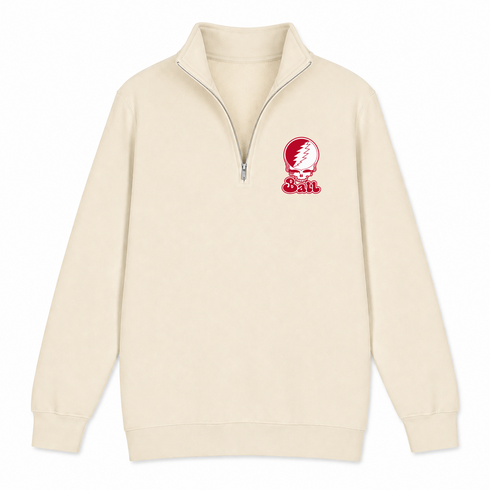 Ball Stealie Premium Unisex Quarter-Zip — Design: Ball State University — Sand