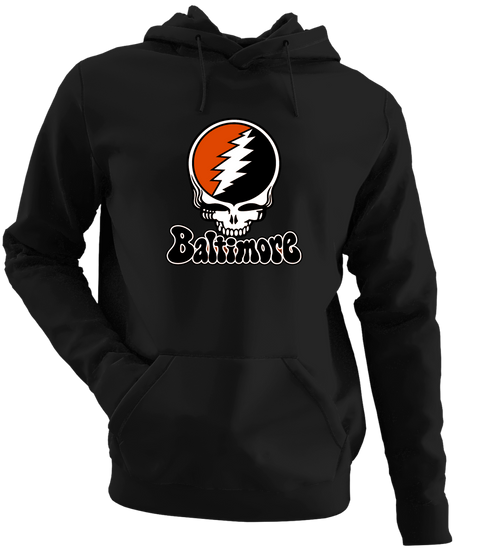 Baltimore Baseball Stealie Grateful Dead Hoodie — Baltimore Orioles — Black