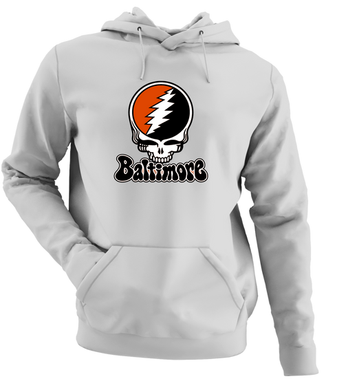 Baltimore Baseball Stealie Grateful Dead Hoodie — Baltimore Orioles — Sport Grey