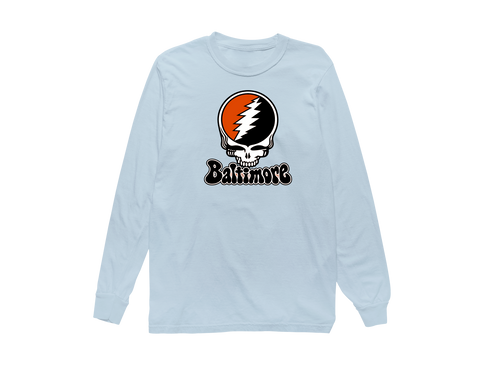Baltimore Baseball Stealie Grateful Dead Long-Sleeve — Baltimore Orioles — Chambray
