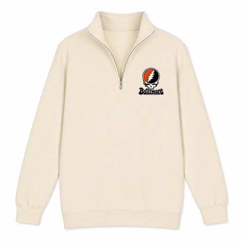 Baltimore Baseball Stealie Grateful Dead Quarter-Zip — Baltimore Orioles — Sand
