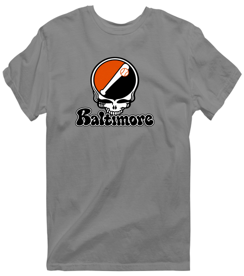 Baltimore Baseball Stealie Grateful Dead T-Shirt — Baltimore Orioles — Dark Heather