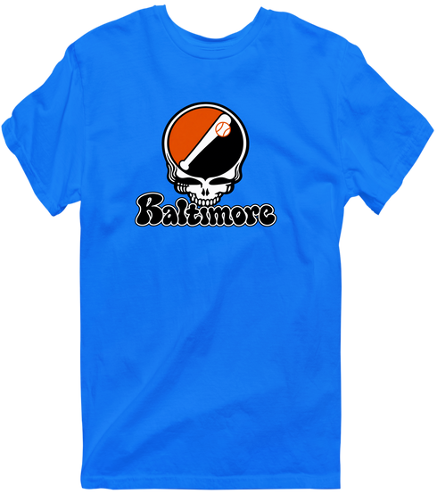 Baltimore Baseball Stealie Grateful Dead T-Shirt — Baltimore Orioles — Royal