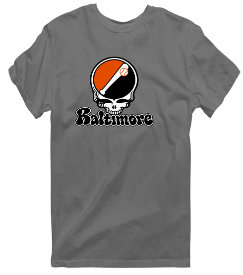 Baltimore Baseball Stealie Grateful Dead T-Shirt — Baltimore Orioles — Charcoal
