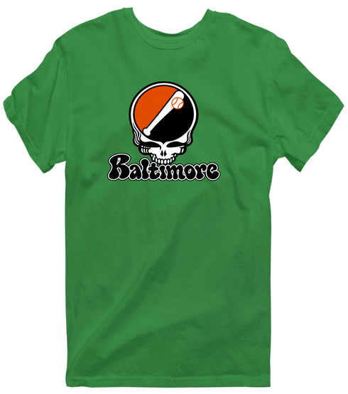 Baltimore Baseball Stealie Grateful Dead T-Shirt — Baltimore Orioles — Irish Green
