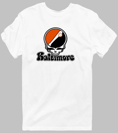 Baltimore Baseball Stealie Grateful Dead T-Shirt — Baltimore Orioles — White
