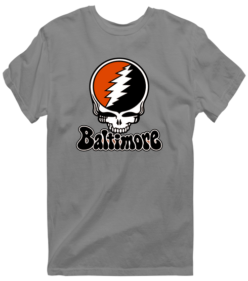 Baltimore Baseball Stealie Grateful Dead T-Shirt — Baltimore Orioles — Dark Heather