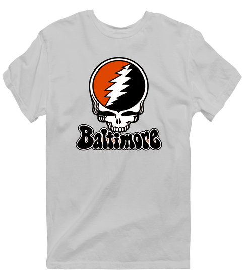 Baltimore Baseball Stealie Grateful Dead T-Shirt — Baltimore Orioles — Sport Grey