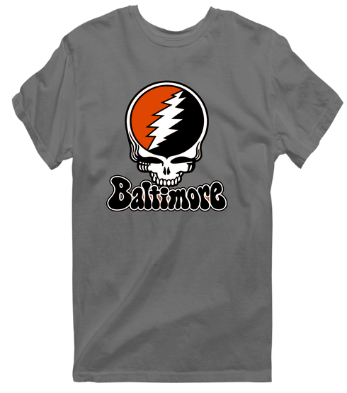 Baltimore Baseball Stealie Grateful Dead T-Shirt — Baltimore Orioles — Charcoal