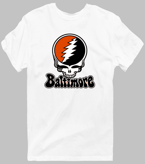 Baltimore Baseball Stealie Grateful Dead T-Shirt — Baltimore Orioles — White