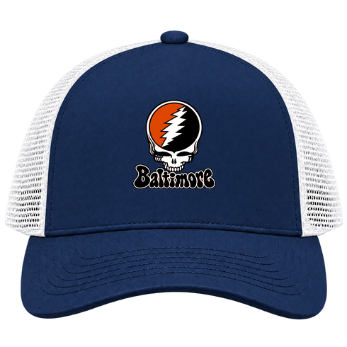Baltimore Baseball Stealie Grateful Dead Trucker Cap — Baltimore Orioles — Navy/White