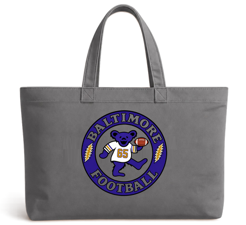 Baltimore Football Dancing Bear Premium Tote Bag — Baltimore Ravens — Grey