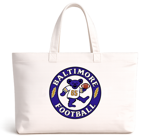 Baltimore Football Dancing Bear Premium Tote Bag — Baltimore Ravens — White