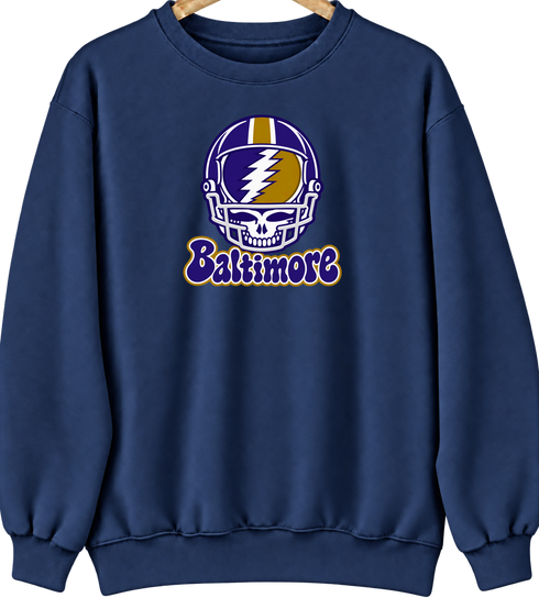 Baltimore Helmet Stealie Premium Unisex Crewneck — Baltimore Ravens — Navy