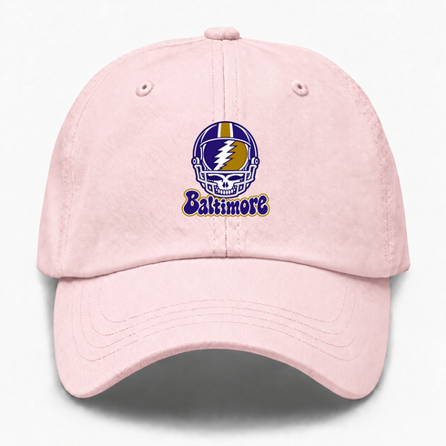 Baltimore Helmet Stealie Premium Unisex Dad Hat — Baltimore Ravens — Pink