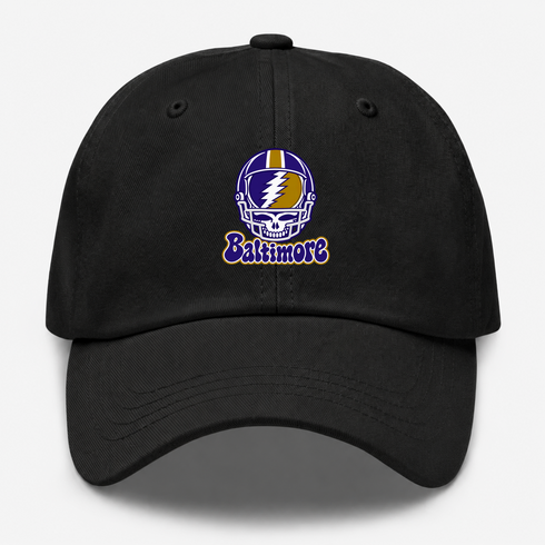 Baltimore Helmet Stealie Premium Unisex Dad Hat — Baltimore Ravens — Black