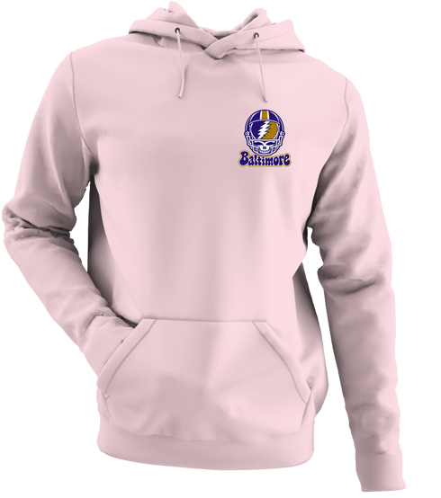 Baltimore Helmet Stealie Premium Unisex Hoodie — Baltimore Ravens — Light Pink