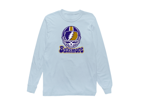 Baltimore Helmet Stealie Premium Unisex Long-Sleeve — Baltimore Ravens — Chambray