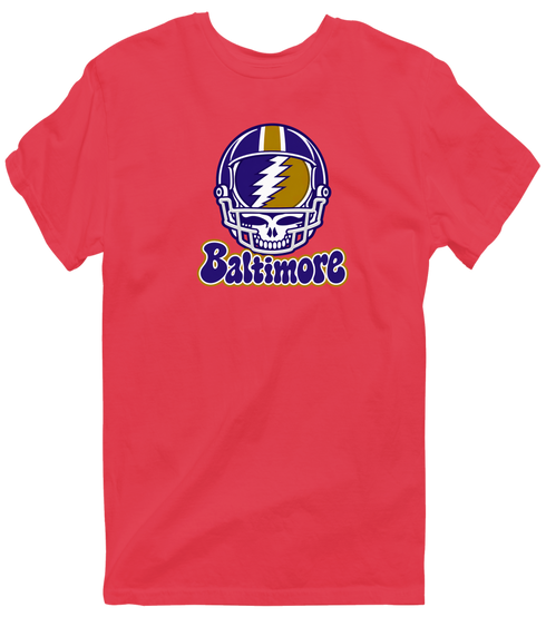 Baltimore Helmet Stealie Premium Unisex T-Shirt — Baltimore Ravens — Heather Red