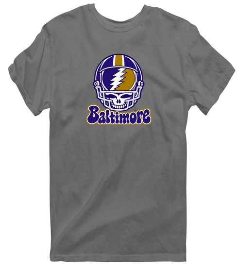 Baltimore Helmet Stealie Premium Unisex T-Shirt — Baltimore Ravens — Charcoal