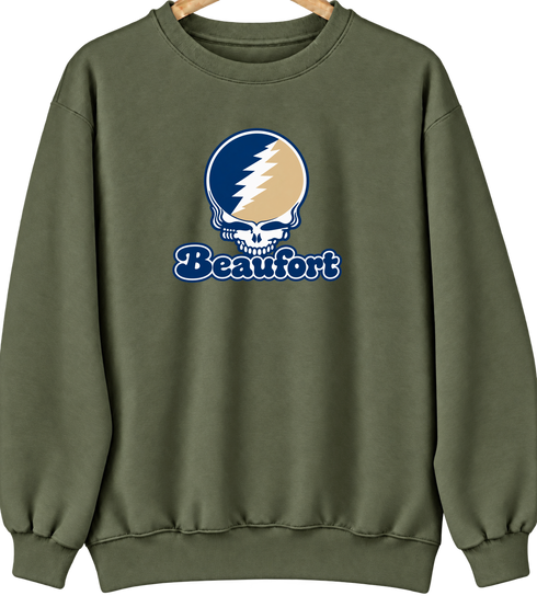 Beaufort Stealie Premium Unisex Crewneck — Design: South Carolina Beaufort University of — Military Green