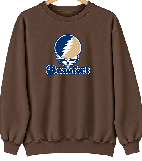 Beaufort Stealie Premium Unisex Crewneck — Design: South Carolina Beaufort University of — Brown