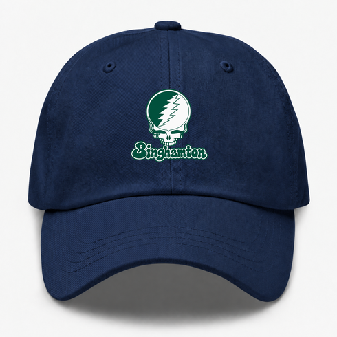 Binghamton Stealie Premium Unisex Dad Hat — Design: Binghamton University — Navy