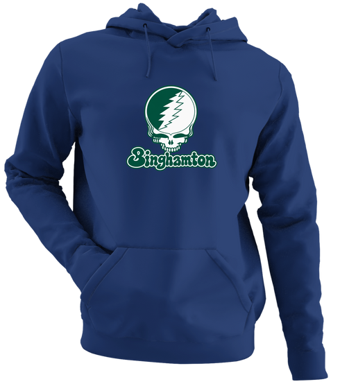 Binghamton Stealie Premium Unisex Hoodie — Design: Binghamton University — Navy