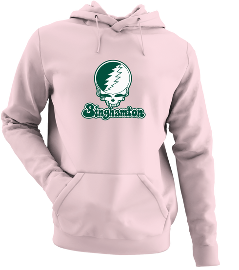 Binghamton Stealie Premium Unisex Hoodie — Design: Binghamton University — Light Pink