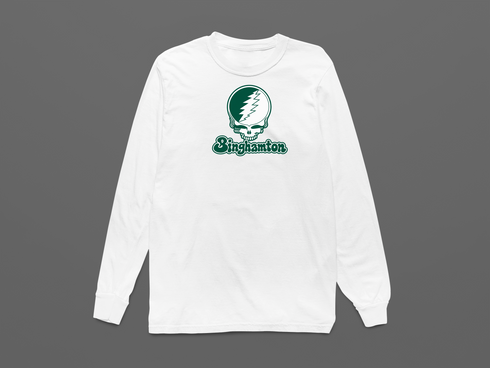 Binghamton Stealie Premium Unisex Long-Sleeve — Design: Binghamton University — White