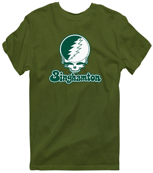 Binghamton Stealie Premium Unisex T-Shirt — Design: Binghamton University — Military Green