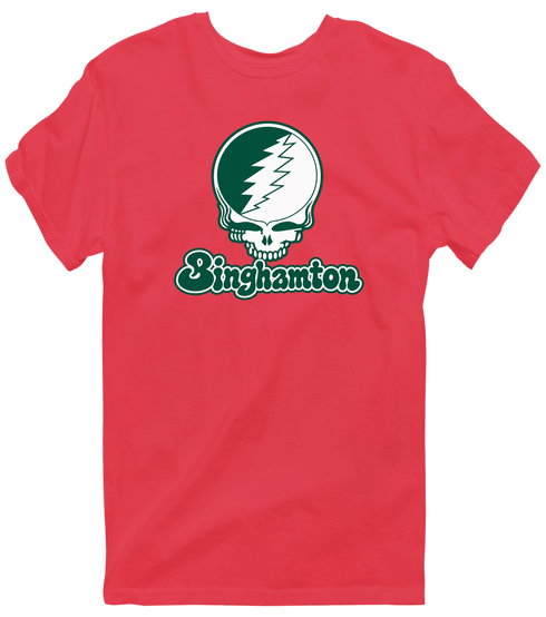 Binghamton Stealie Premium Unisex T-Shirt — Design: Binghamton University — Heather Red